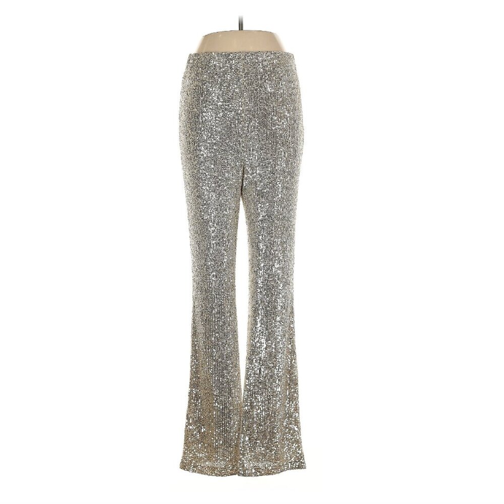 Steve Madden Sequin Flare Pants - Silver - large